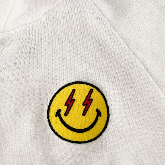 Aviator Nation Smiley Bolt Eyes Cropped Hoodie Sweatshirt - S - Picture 7 of 7